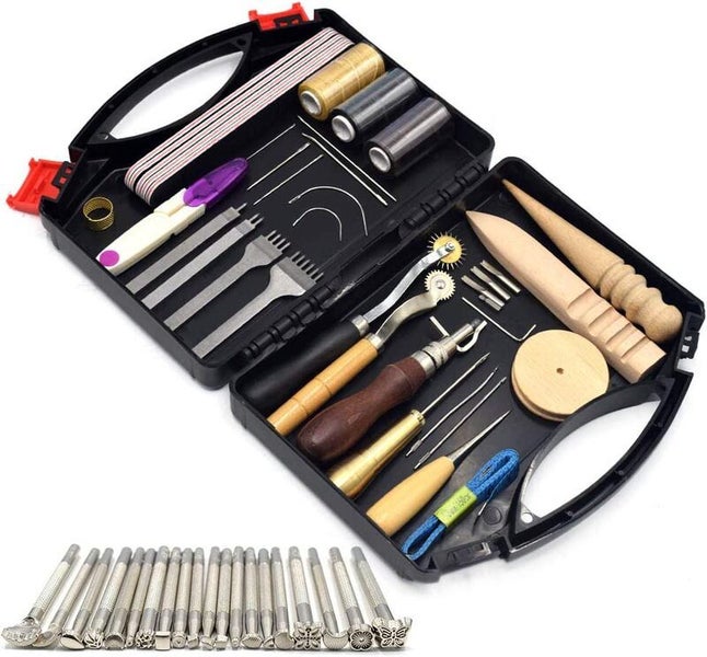 59pcs Leather Repair Stitching Carving Sewing Working Craft Tools Kit 2039001 Carousel 1