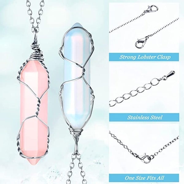5pcs Necklace Bullet Crystal Quartz Stone Chakra Pendant B0400MZ0 Carousel 2