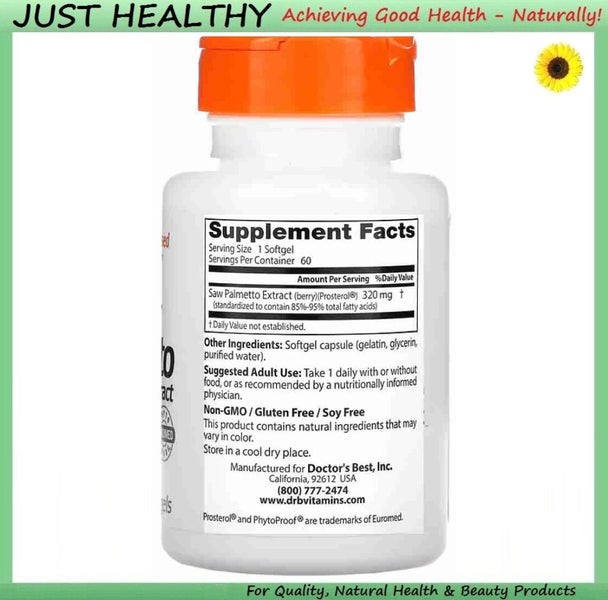 SAW PALMETTO DR'S BEST STD EXTRACT 320mg 60 GELS Carousel 2