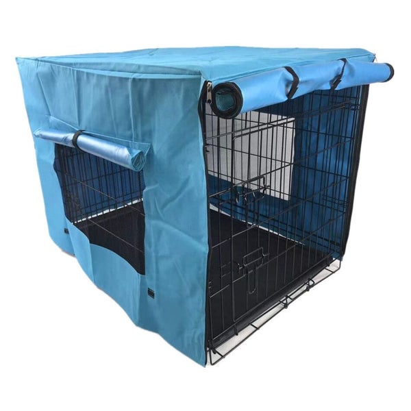 36' Dog Cat Rabbit Collapsible Crate Pet Cage Canvas Cover Blue Carousel 2