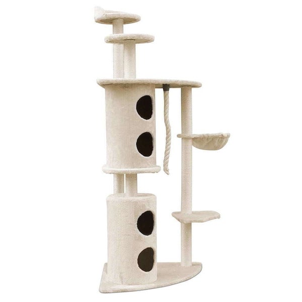 170cm Xl Multi Level Cat Scratching Post Tree Post House Tower-beige Carousel 1