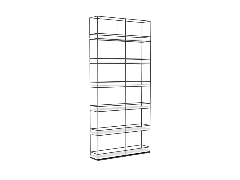 Knight's Cubit 2000mm High Planter Wall, Black Powdercoated Frame, White Shelf Carousel 1