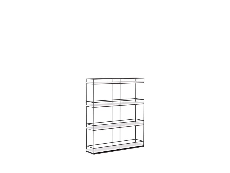 Knight's Cubit 1100mm High Planter Wall, Black Powdercoated Frame, White Shelf Carousel 1