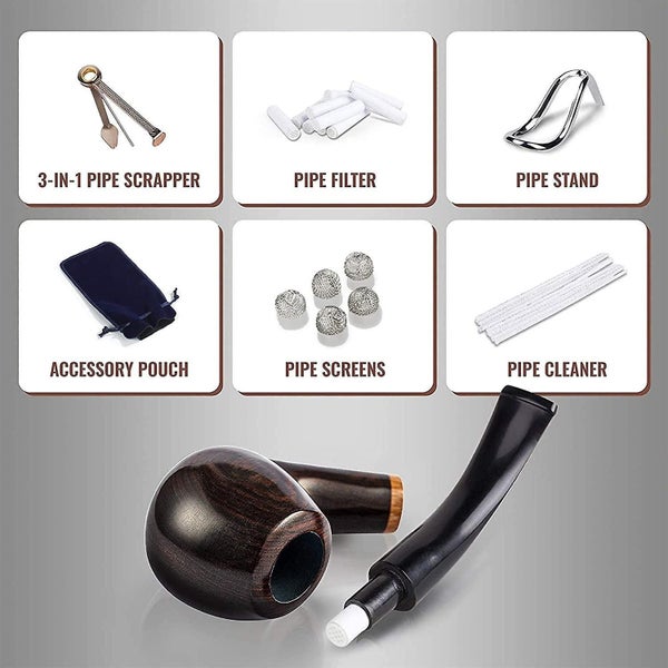 Tobacco Pipe Handmade Wood Smoking Perfect Beginner Carousel 3