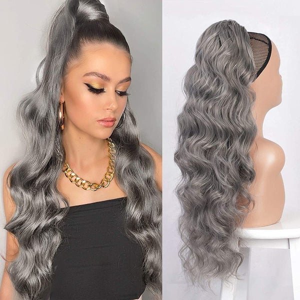 Grey Hair Ponytail Extensions C0370GR0 BidBud