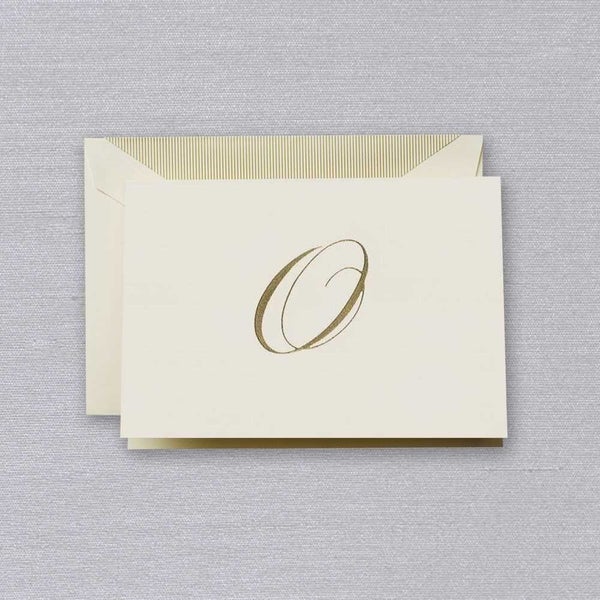 Crane & Co Engraved O Initial Note Card Set 10pce Carousel 1