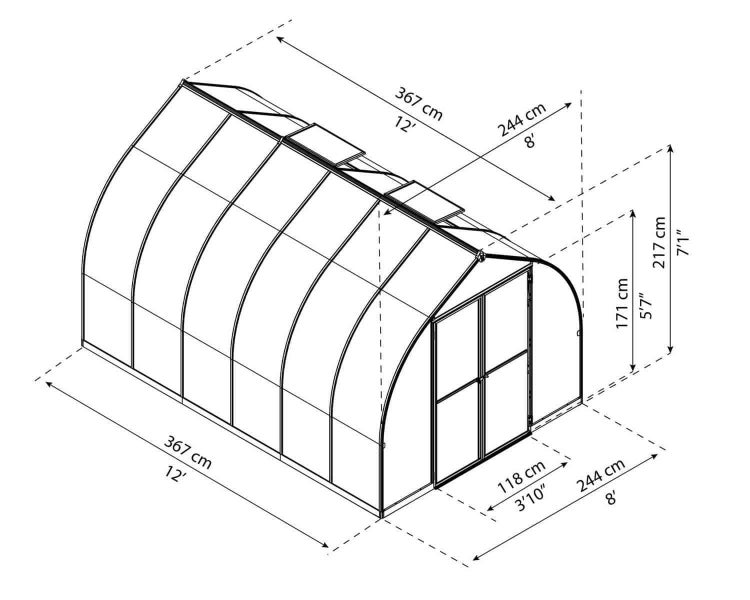 Greenhouse 8ft x 12ft Bella - Silver62986994317057111