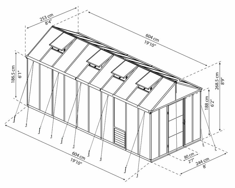 Greenhouse 8ft x 20ft Glory Premium - Charcoal - $550.00 SAVING!62990728179843111