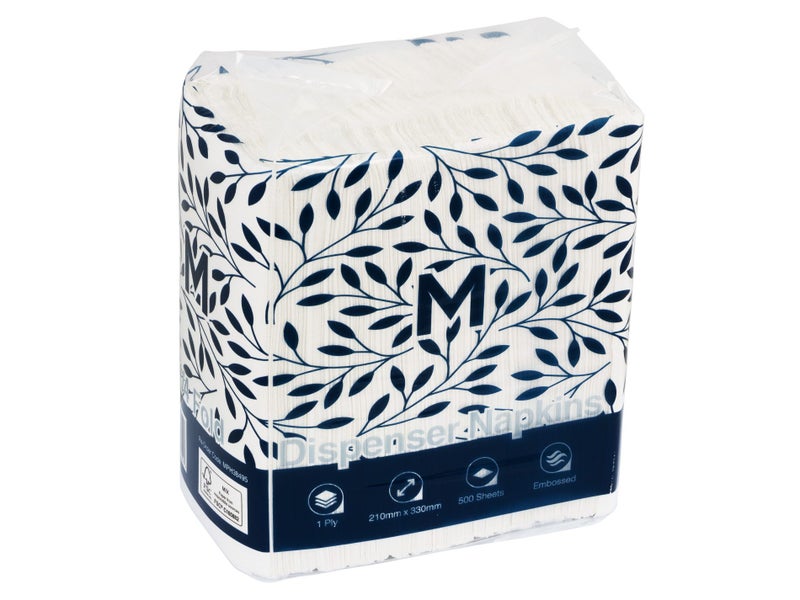 Paper Dispenser Napkins, White - 500 Pack - 210mm x 330mm Carousel 1