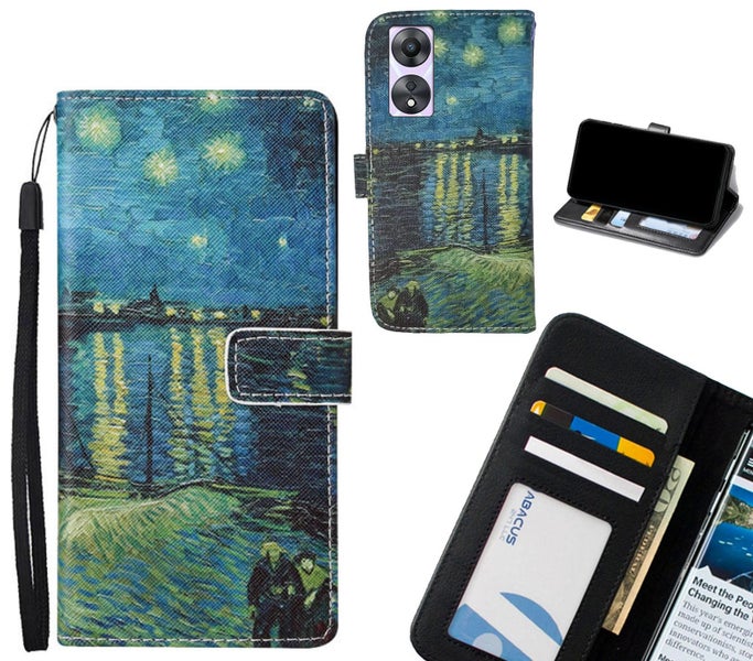 Oppo A58 case leather wallet case van gogh painting Carousel 1