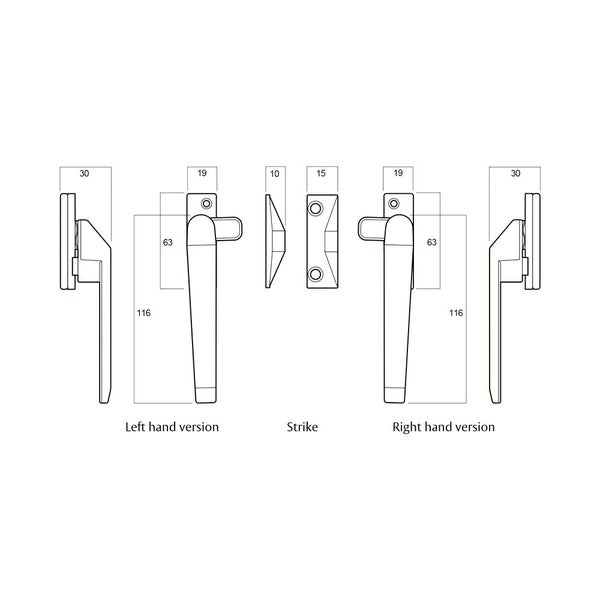 Whitco Series 25 Window Casement Fastener Non Lockable - Available in Various Fi Carousel 2