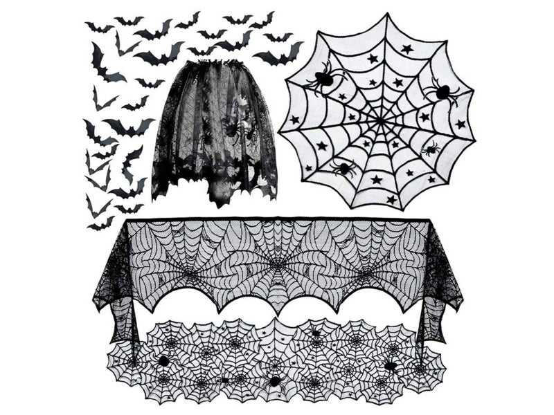 1 Set of 20Pcs Halloween Decoration Kit Tablecloth Decorative Bat Party Decor Carousel 1