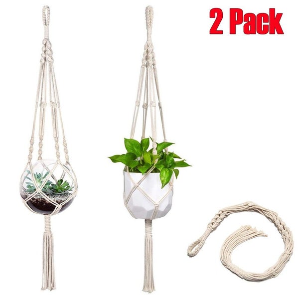 2pcs Macrame Plant Hanger Hanging Basket I1185BG0 Carousel 2