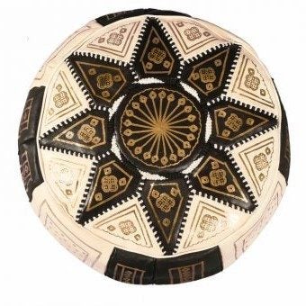 Traditional Moroccan Goatskin Pouffe in Black & White Carousel 2