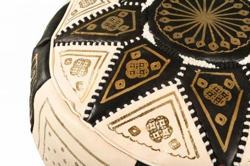 Traditional Moroccan Goatskin Pouffe in Black & White Carousel 5
