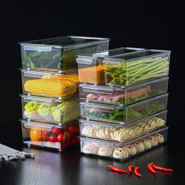 Clear Fridge Organiser Stackable Kitchen Food Storage Box Container with Lid Carousel 3