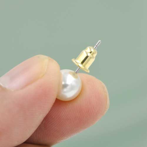 1 pair Gold Bullet Earring Backs (5.5MM) Carousel 2
