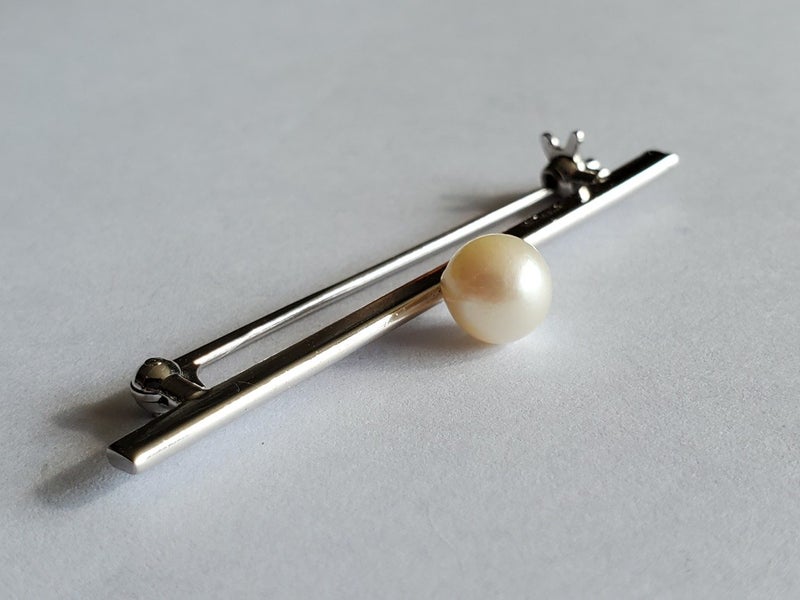 Mid Century STERLING SILVER Pearl Brooch Carousel 2