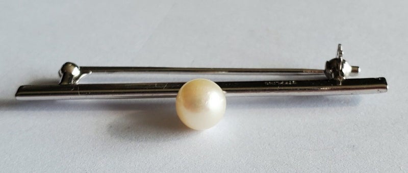 Mid Century STERLING SILVER Pearl Brooch Carousel 1