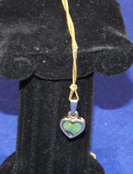 Goldtone Paua Heart Necklace Carousel 2