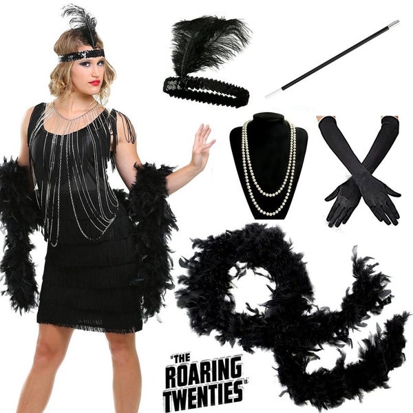 Flapper Black Charleston Set accessori