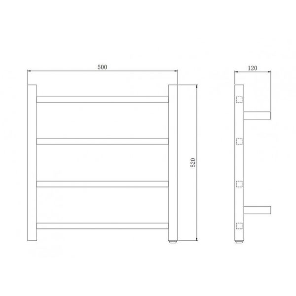Heated Towel Rail 520x500x120mm Carousel 2