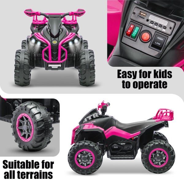 Electric Ride On Car Kids Vehicle Toy ATV Quad Bike 12V Pink Carousel 2