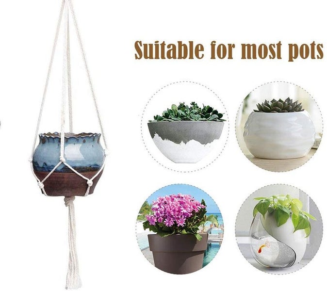 4 Pack Macrame Plant Hanger Cotton Rope Hanging Planter Basket I0641BG0 Carousel 2