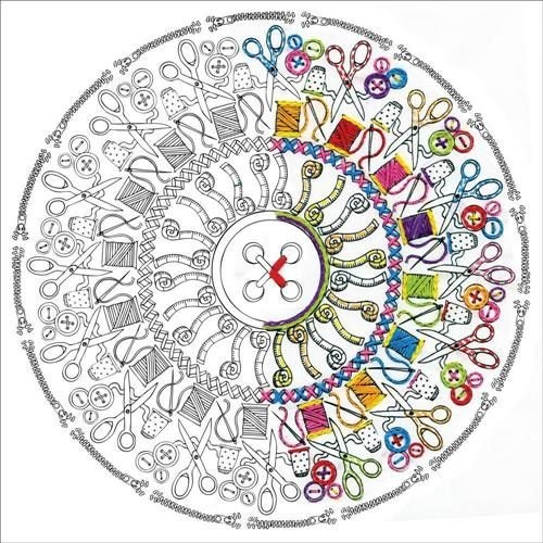 Design Works Zenbroidery Stamped Embroidery - Sewing Mandala 12" x 12" Carousel 2