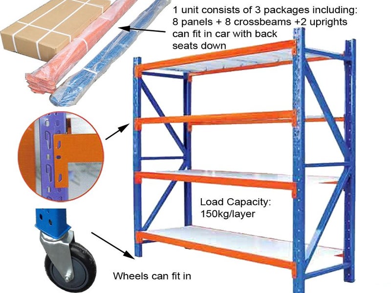 Shelf unit 1.5x0.5x2m shelving Storage Shelves Depth=50cm Carousel 1