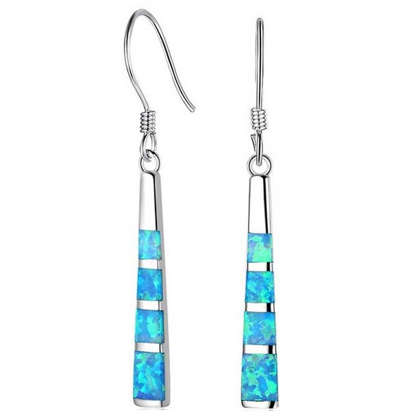 925 Sterling Silver Drop Earrings with Opal "Neve" (Blue) Carousel 1