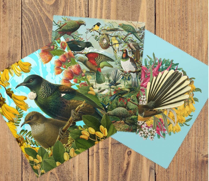 Botanical Native Bird Lens Cloth - Tui Carousel 2