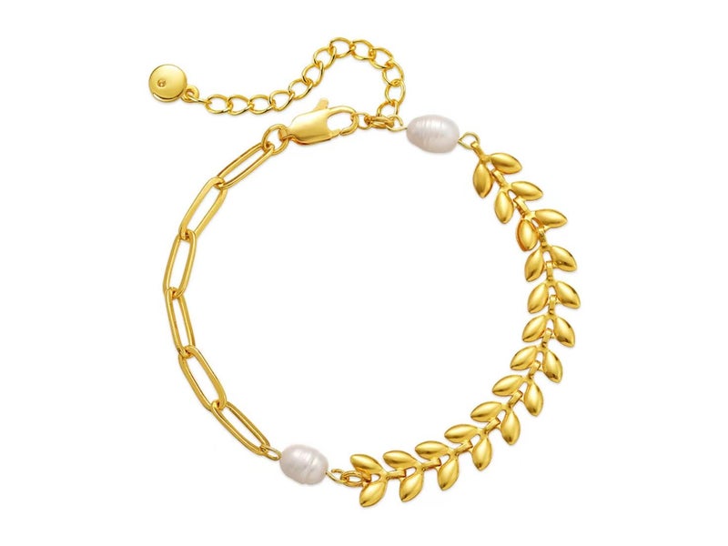 Pearl Bracelet Wheat Chain 18K Gold Plated Bracelet Carousel 1
