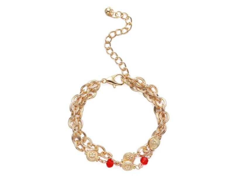 Bracelet Red Crystal Double Layer 18K Gold Plated Bracelet Carousel 1