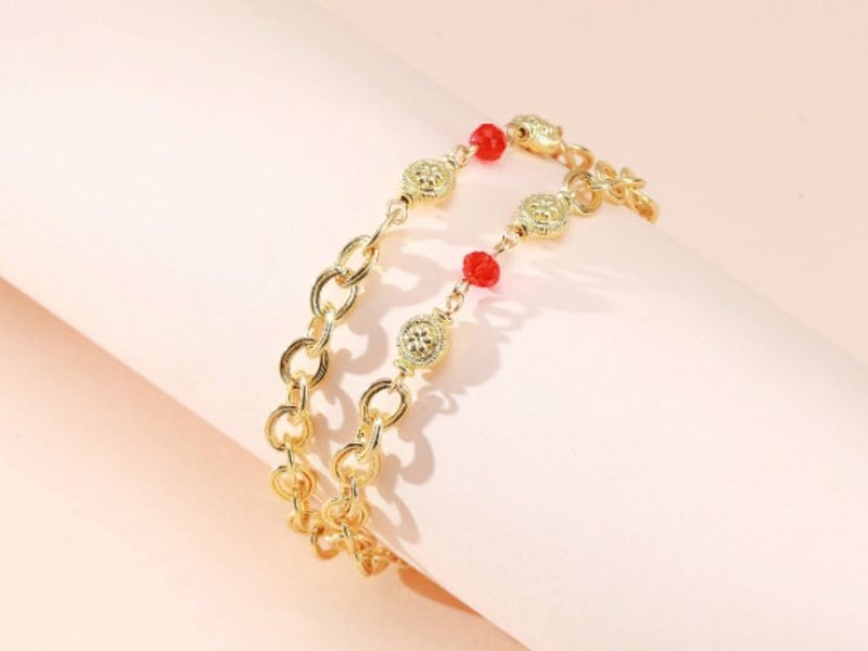 Bracelet Red Crystal Double Layer 18K Gold Plated Bracelet Carousel 2