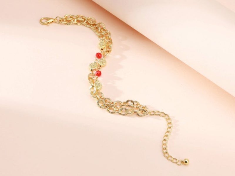 Bracelet Red Crystal Double Layer 18K Gold Plated Bracelet Carousel 5