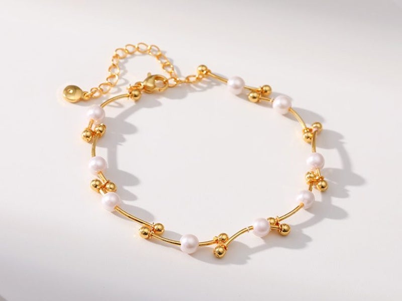 Bracelet Pearl Round Ball 18K Gold Plated Bracelet Carousel 2