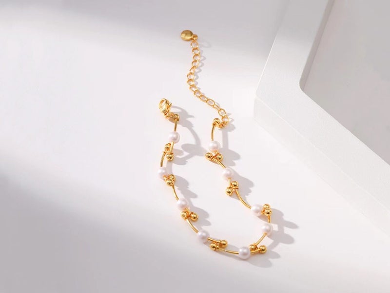 Bracelet Pearl Round Ball 18K Gold Plated Bracelet Carousel 4