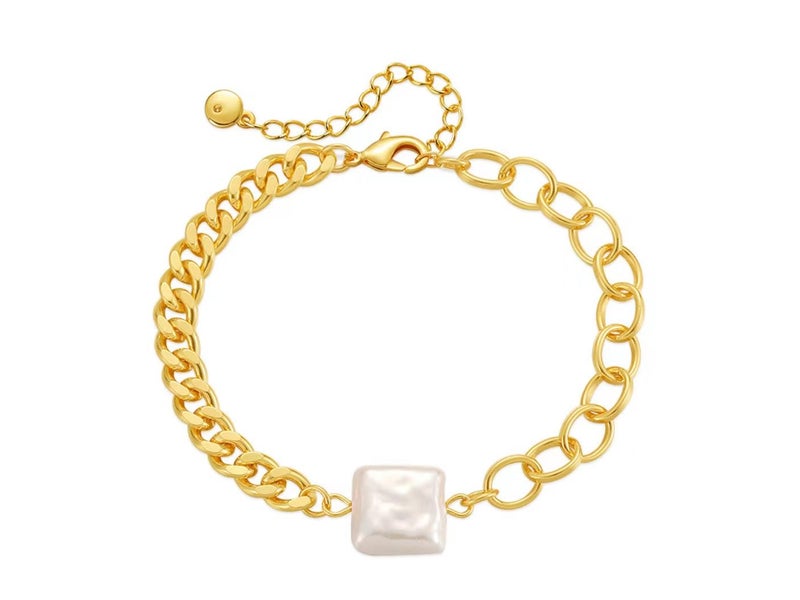Bracelet Square Shell Pearl 18K Gold Plated Bracelet Carousel 1