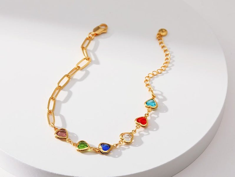 Bracelet Heart Rainbow Topaz 18K Gold Plated Bracelet Carousel 2