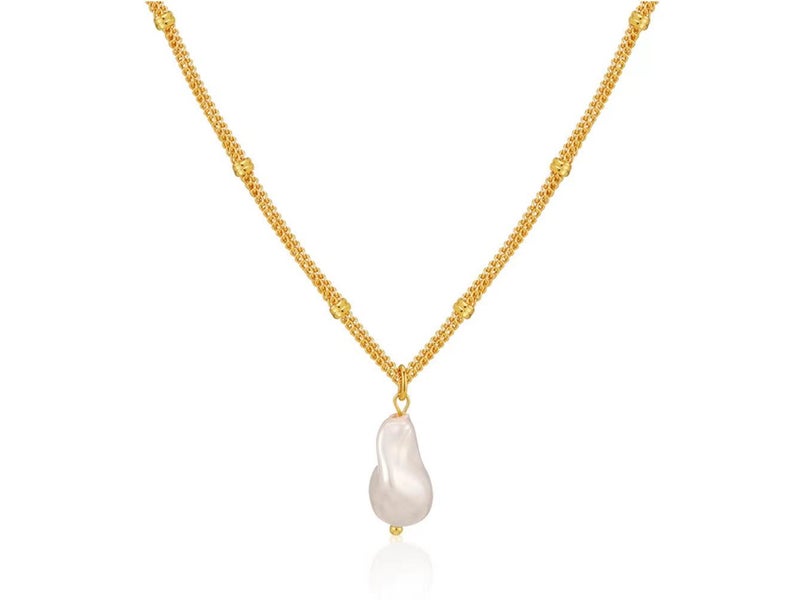 Baroque Pearl Pendant Necklace 18K Gold Plated Necklace Carousel 1