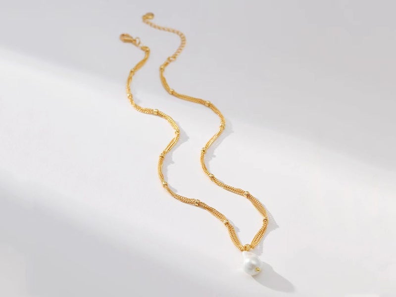 Baroque Pearl Pendant Necklace 18K Gold Plated Necklace Carousel 2