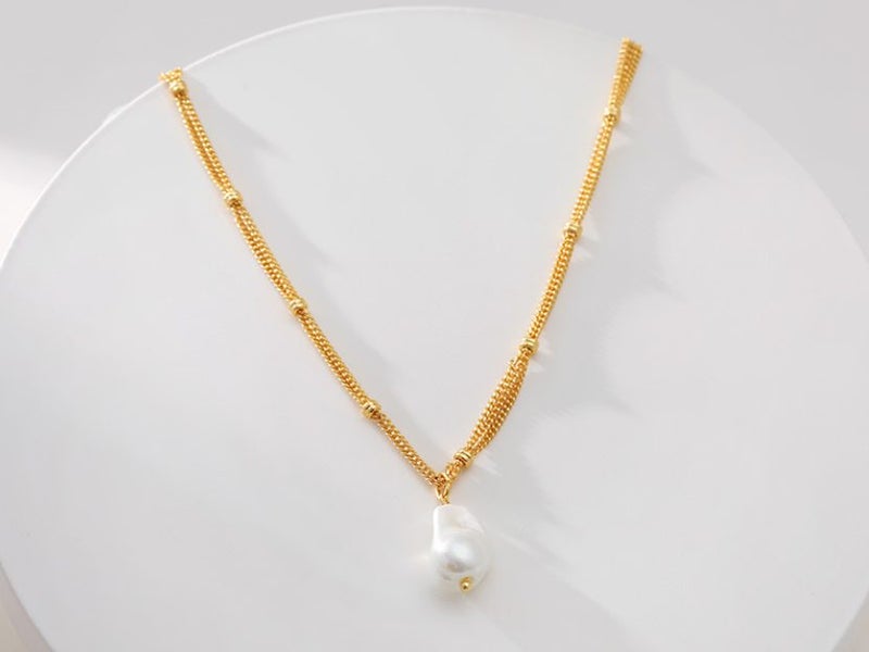 Baroque Pearl Pendant Necklace 18K Gold Plated Necklace Carousel 4