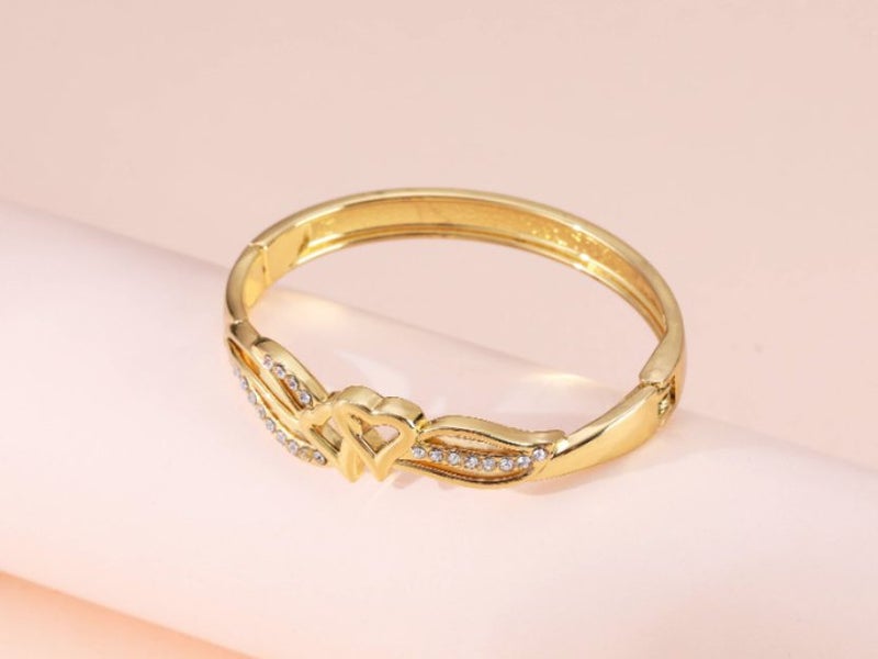 Bracelet Heart Leaf Design CZ Diamonds 18K Gold Plated Bracelet Carousel 4