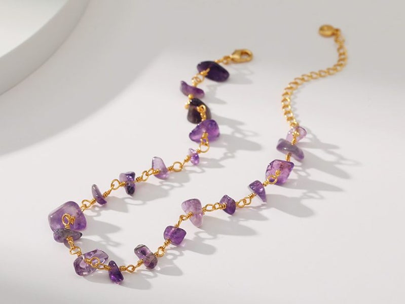 Anklet Purple Crystal 18K Gold Plated Anklet Carousel 2