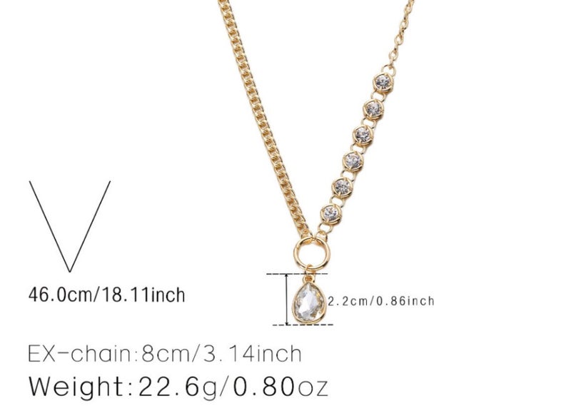 Drop Crystal Pendant Necklace 14KGP Gold Carousel 5