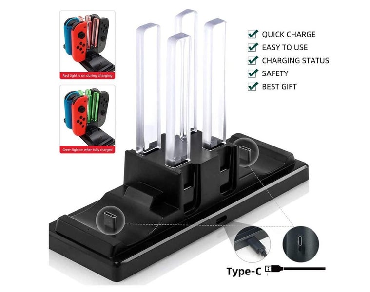 LED Charging Dock Station for Nintendo Switch Joy-Con with 6 Charging Dock Carousel 7