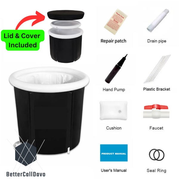 Ice Bath - Insulated - Inflatable - Free Standing - 75 x 75cm - with Lid + cover image 3