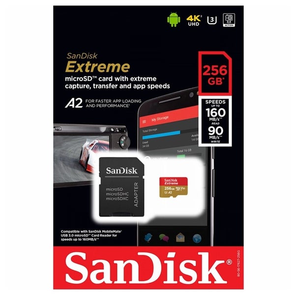 SanDisk Extreme 256GB Micro SD Card SDXC UHS-I Action Camera GoPro Memory Card Carousel 2