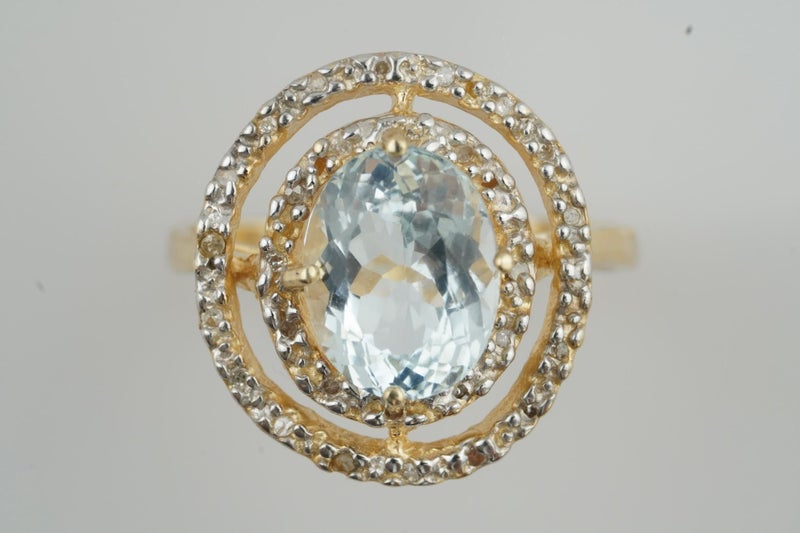 Lush Aquamarine & Diamond Ring in 14ct Gold Ravishing SALE Carousel 2